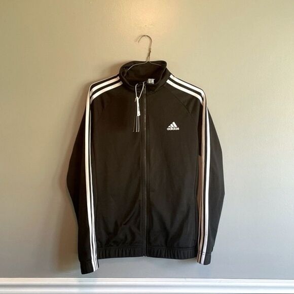 New Women’s Size M D2M Adidas Track Top Full zip jacket size Medium black white - Picture 1 of 4